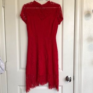 Francesca Red high collar dress